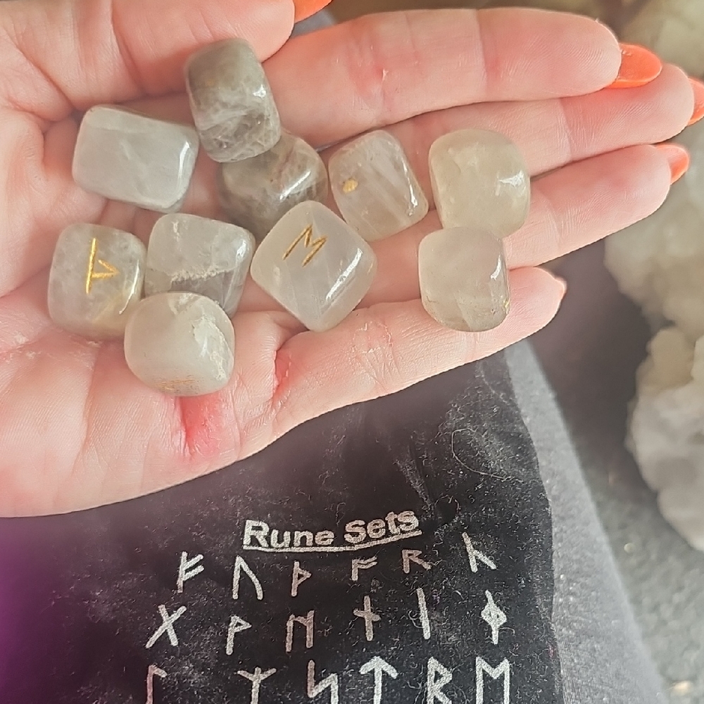 Gray and Gold Rune Stone Set